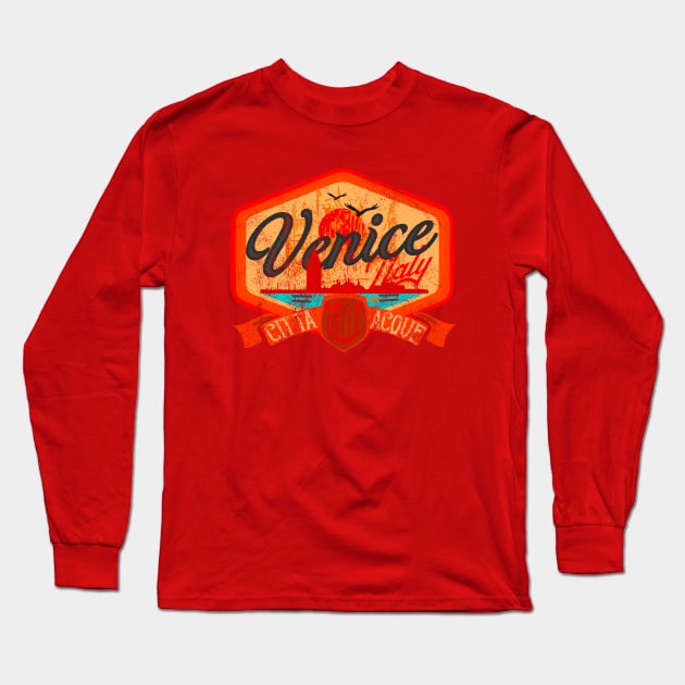 Venice Italy badge label vintage distressed Long Sleeve T-Shirt by SpaceWiz95